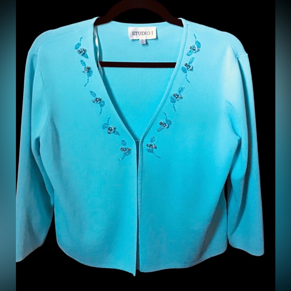FINAL PRICE!! Studio Cardigan Aqua Sz 12 EUC